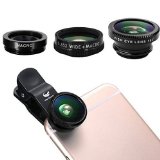 Oldshark 3 in 1 Clip-On 180 Degree Supreme Fisheye  065X Wide Angle 10X Macro Lens For iPhone 6  6 Plus iPhone 5 5S 4 4S Samsung HTC Blackberry with Camera Diameter Less than 11mm Black