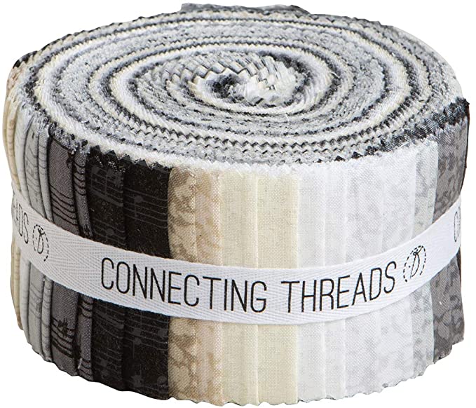 Connecting Threads Print Collection Precut Cotton Quilting Fabric Bundle 2.5" Strips (Impressions)