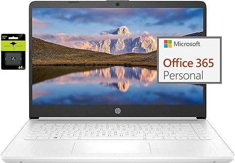 HP Newest 14" Ultral Light Laptop for Students and Business, Intel Quad-Core N4120, 16GB RAM, 128GB Storage(64GB eMMC 64GB Ghost Manta SD), 1 Year Office 365, Webcam, HDMI, WiFi, USB-A&C, Win 11 S