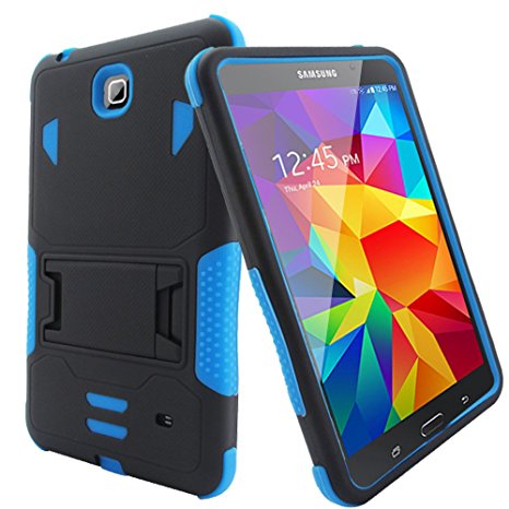 Samsung Galaxy Tab 4 7.0 Case - Bvgande [Todt Series] [Full Body Heavy Duty] Hybrid Rugged Protective Case Built-in Kickstand Cover, Dual Layer Design/Shock Resistant Bumper Protection (Black/Blue)