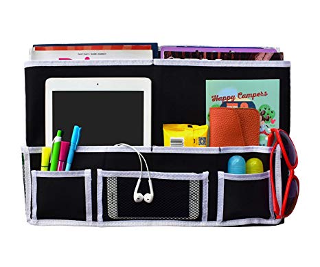 ILOVESHOP Bedside Storage Organizer/Beside Caddy/Table Cabinet Storage Organizer for Tablet Magazine Phone Remotes - All Within Arms Reach (Black-10 Pocket-New)