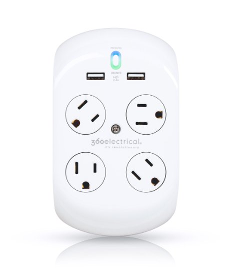 360 Electrical 36037 Revolve Plus Surge Protector with Rotating Outlets