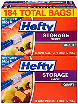 Hefty Slider Storage Bags, Quart, 184 Count