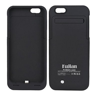iPhone 6 Battery Charging Case External Battery Backup Charger Case 3500mAh with Kickstand for iPhone 66S by Kujian Black