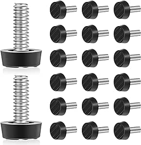 Hotop 1/4-20 UNC Thread Adjustable Furniture Levelers Screw in Galvanized Steel Glide Furniture Leveling Feet Screw on Floor Leveler for Table,Chair, Cabinet, Patio Furniture Workbench Legs (20 Pack)