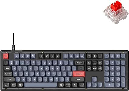 Keychron V6 Wired Custom Mechanical Keyboard, Full-Size QMK/VIA Programmable Macro with Hot-swappable Keychron K Pro Red Switch Compatible with Mac Windows Linux (Frosted Black-Translucent)