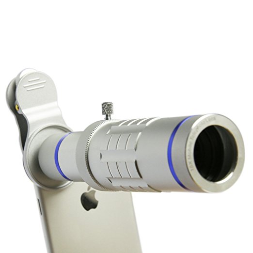 iPhone Lens 18X Telephoto Lens with Flexible Tripod and Universal Clip for iPhone Samsung and Most Smartphone (Silver)