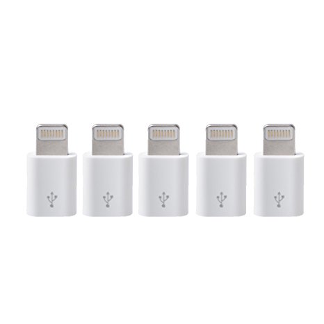 Micro USB to 8 Pin Converter Connector Adapter [White] iPhone 6S/6S Plus/6 plus/6/5/5S [Set of 5]