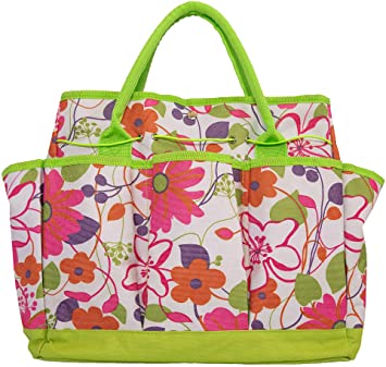 Garden Tool Bag with Pockets - Green Floral