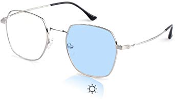 Women Photochromic Glasses Anti-UV Anti-Blue Light Mobile Phone Radiation No Degree Fashion Polygon Frame Sunglasses