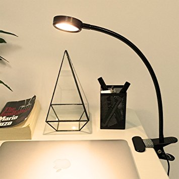 LEPOWER® Super Bright Clip on Light / Light Color Changeable / Night Light Clip on for Desk, Bed headboard and Computers (Black)