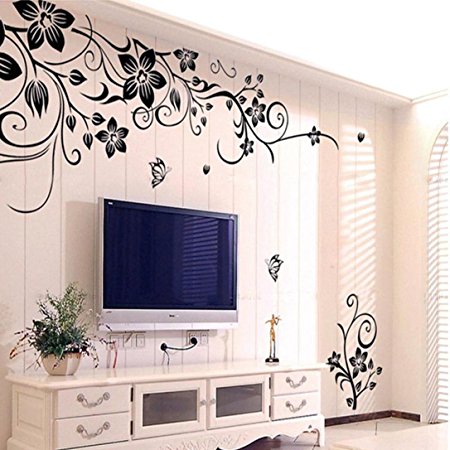 OVERMAL Decor,Hee Grand Removable Vinyl Wall Sticker Mural Decal Art - Flowers and Vine