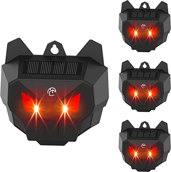 Careland 4 Pack Solar Nocturnal Animal Repeller Predator Control Light Coyote Repellent Devices with Bright LED Strobe Lights Deer Skunk Raccoon Repellent for Garden Yard Farm Chicken Coop