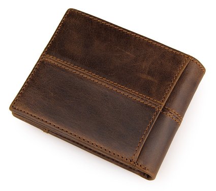 Itslife Men's Genuine Cowhide Leather Splicing Short Wallet
