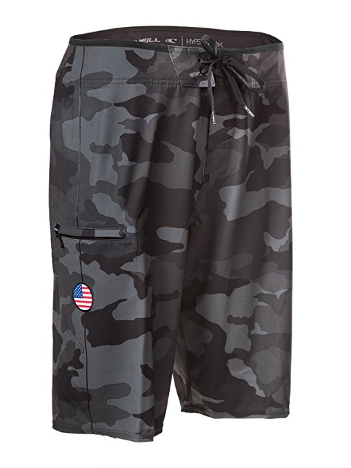 O'Neill GI Jack Patriotic Hyperfreak Boardshorts With American Flag Patch