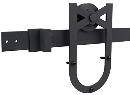 TMS SlidingDoorHardware-OJ-TSQ07-Dark Horseshoe Barn Wood Sliding Door Hardware Track Set, American Antique