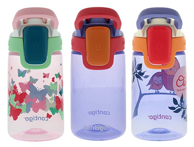 Contigo 14oz Kids Autoseal Gizmo Sip Water Bottles- Ballet, Wink & Love (3 Pack) - Perfect for Children & Parents on the Go