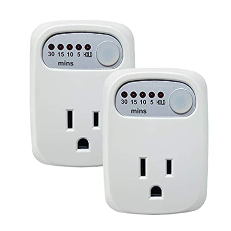 SIMPLE TOUCH Auto Shut-Off Safety Outlet, 30 min 15 min 10 min 5 min Countdown Timer with Hold Option (2 Pack)