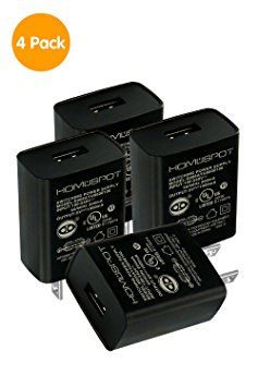 HomeSpot Universal US 5V1A USB Wall Charger Plug In-door Power AC Adapter for Travel Office Home Use - 4 Pack