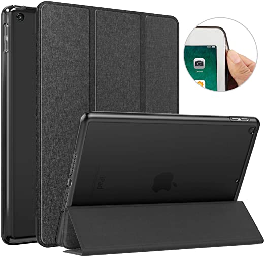 MoKo Case Fit 2018/2017 iPad 9.7 6th/5th Generation, Slim Lightweight Smart Shell Stand Cover with Auto Wake/Sleep, Translucent Frosted Back, Corner/Bumper Protector Fit iPad 9.7" - Denim Black