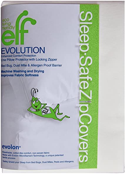 Eco Living Friendly Evolon Allergy Pillow Protector | Standard Zippered Encasement | Dust Mite, Bed Bug, and Allergen Proof Cover