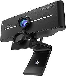 Webcam USB Creative Live! Cam Sync 4K UHD avec compensation de Contre-Jour, Jusqu’à 40 FPS, Objectif Grand Angle de 95°, Objectif de confidentialité, micros intégrés, Plug & Play pour PC et Mac