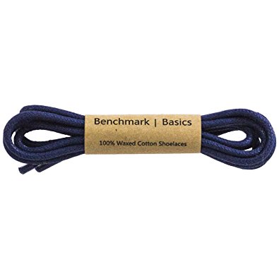 Benchmark Basics 30, 33 or 36 Inch Round Waxed Cotton Shoelaces (2mm Width)
