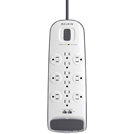 Belkin 12-Outlet Surge Protector with 10-Foot Cord and Cable/Satellite and Telephone Protection, BV112234-10