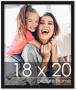 Poster Palooza 18x20 Frame Black Solid Wood Picture Frame - UV Acrylic, Foam Board Backing & Hanging Hardware Included