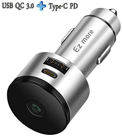 OLLIVAN Car Charger USB, Dual USB QC 3.0   36W Type-C PD Car Quick Charger Bluetooth 5.0 FM Transmitter Quick Charge Adapter, Handsfree Car Charger with Media Gesture Controller for Android iOS