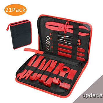 21pcs Car Trim Removal Tool Auto Door Panel Removal Tool Set with Clip Plier Set & Fastener Remover for Dash Center Console Audio Radio Removal Installation and Remover Strong Nylon Pry Tool Kit