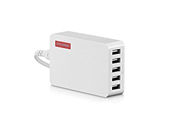 NOONTEC Powa HUB 50W 5-Port USB Charger Cigaretter Box Size for iPhone iPad Kindles Samsung Galaxy Android Smart phones and More (White, 50W)