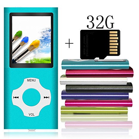 Tomameri Portable MP4 / MP3 Player with 32 GB Micro SD Card, Music Player with Rhombic Button, E-Book Reader, Mini USB Port, Photo Viewer, Voice Recorder,Including Earphones and USB Charger-32GB,Blue