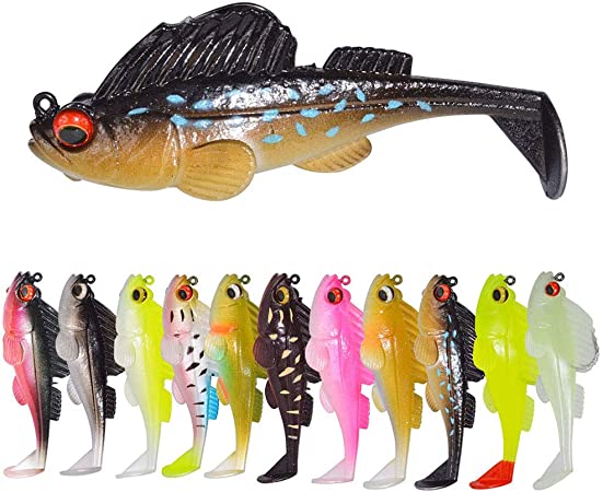 XINBADA Dark Sleeper Swimbaits Soft Lure 3/4 oz Pre-Rigged Soft Swimbaits with Ultra-Sharp BKK Hooks Fishing Soft Plastic Lures Fishing (11PCS)