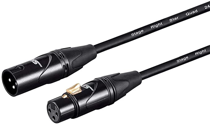 Monoprice Starquad XLR Microphone Cable - 35 Feet - Black | XLR-M to XLR-F, 24AWG, Optimized for Analog Audio - Gold Contacts - Stage Right Series