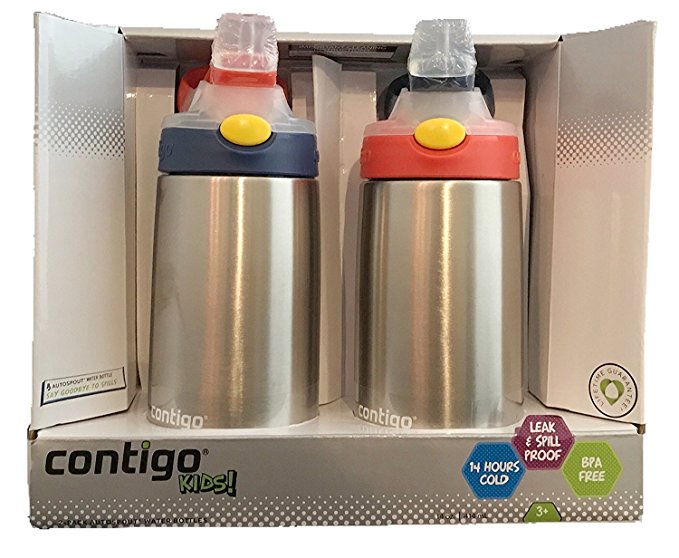 Contigo Kids Flip Chill Stainless Steel Autospout Water Bottles - 2 pack