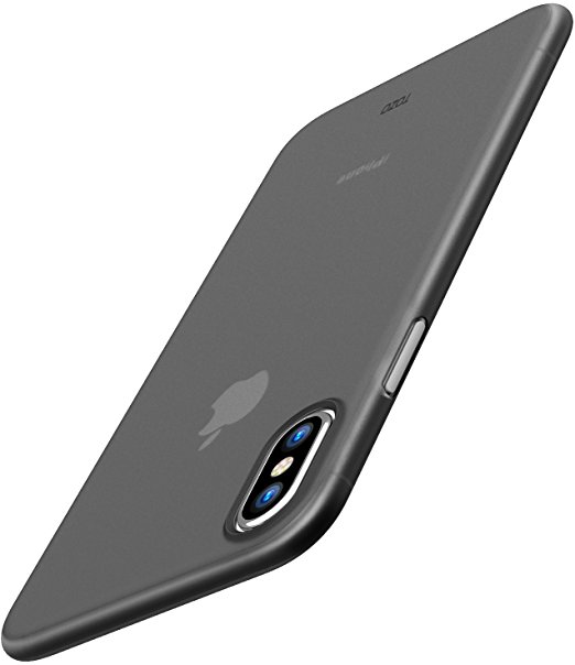 TOZO® for iPhone X Case, PP Ultra Thin [0.35mm] World's Thinest Protect Hard Case for iPhone 10 / X [ Semi-transparent ] Lightweight [Matte Black]