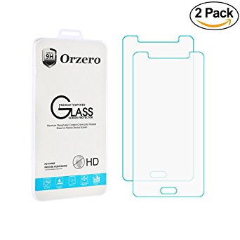 [2 Pack] Orzero Samsung Galaxy J7 (2016 ) / On8 Tempered Glass Screen Protector [Not fit for J7 2015] 0.26mm Ballistic 2.5D Arc Edges 9 Hardness HD Anti Fingerprint [Lifetime Replacement Warranty]