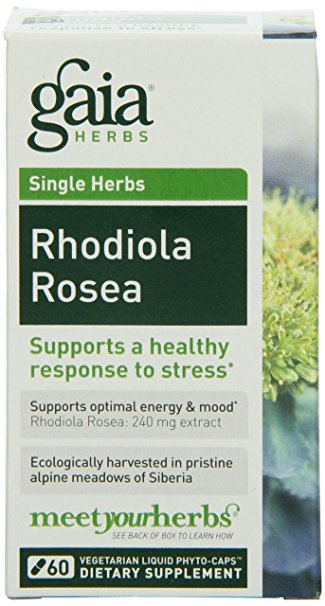 Gaia Herbs Rhodiola Rosea, 60-capsule Bottle