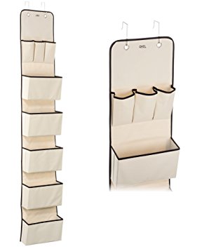 Over The Door Hanging Organizer with 8 Pockets - Metal Hooks - Saves Space in your Baby Nursery, Closet, Children's Room or Office