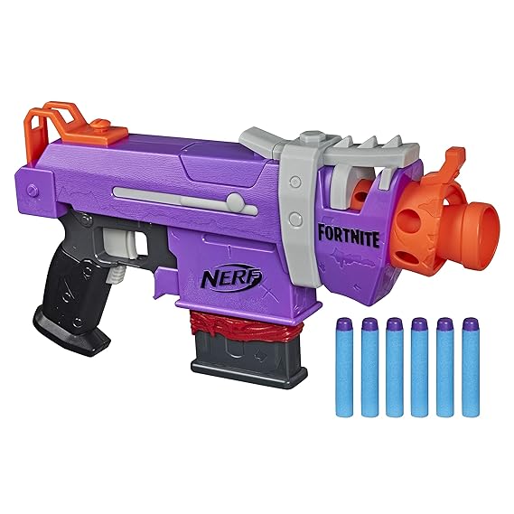 Nerf Fortnite SMG-E Blaster -- Motorized Dart Blasting -- 6-Dart Clip, 6 Nerf Elite Darts -- Toys for Kids, Teens & Adults, Outdoor Toys for Boys and Girls Ages 8