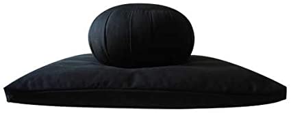 Buckwheat Zafu and Large Zabuton Meditation Cushion Set (2pc), Black