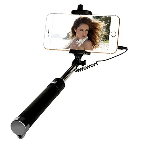 Selfie Stick, Yoyamo Wired Selfie Stick for iPhone 6S/6S Plus/6/6 Plus/5S/ GalaxyS7/ Galaxy S7 Edge and More(Black)