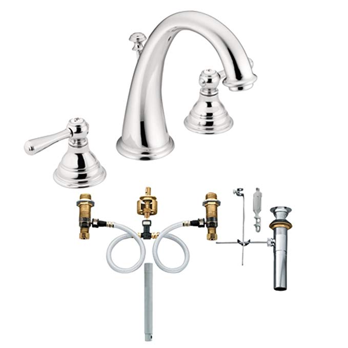 Moen T6125-9000 Kingsley Two-Handle High Arc Bathroom Faucet with Valve, Chrome