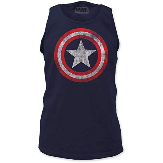 Captain America Distressed Logo Navy Blue Tank Top