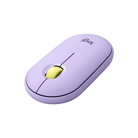 Logitech M350 Pebble Wireless Mouse with Bluetooth or 2.4 GHz Receiver, Silent, Slim Computer Mouse with Quiet Clicks for Laptop, Notebook, iPad, PC and Mac - Lavender Lemonade