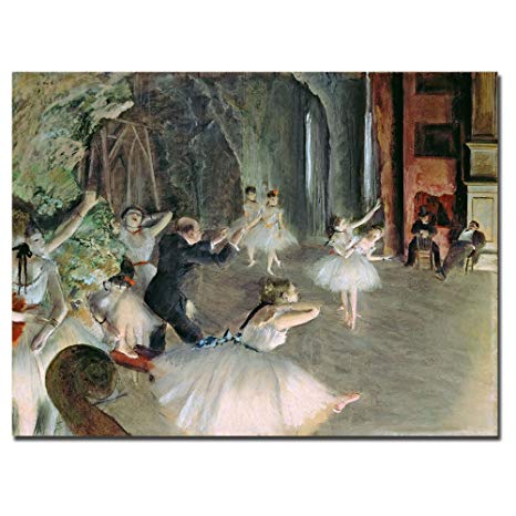 The Rehearsal of the Ballet on Stage by Edgar Degas, 24x32-Inch Canvas Wall Art