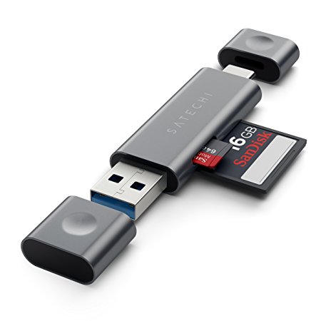 Satechi Aluminum Type-C USB 3.0 and Micro/SD Card Reader for Type-C Devices (Space Gray)