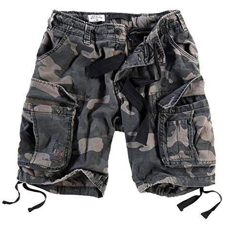 Surplus Men's Airborne Vintage Shorts Washed Black Camo