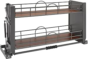 Rev-A-Shelf 36" Pull Down Heavy Duty Shelf Organizer for Tall Kitchen/Bathroom Cabinets, Dual Tier Wall Mounted Pantry Storage, Chrome, 5PD-36FOG